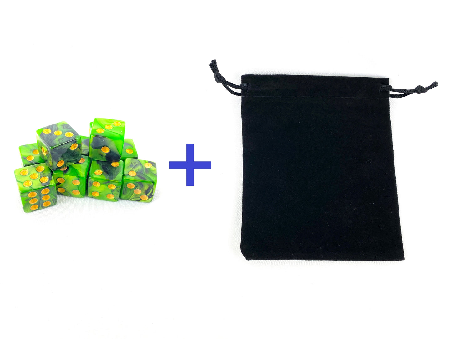 Würfelset mit Aufbewahrungsbeutel – 10 grüne W6-Würfel für Tabletop-Spiele