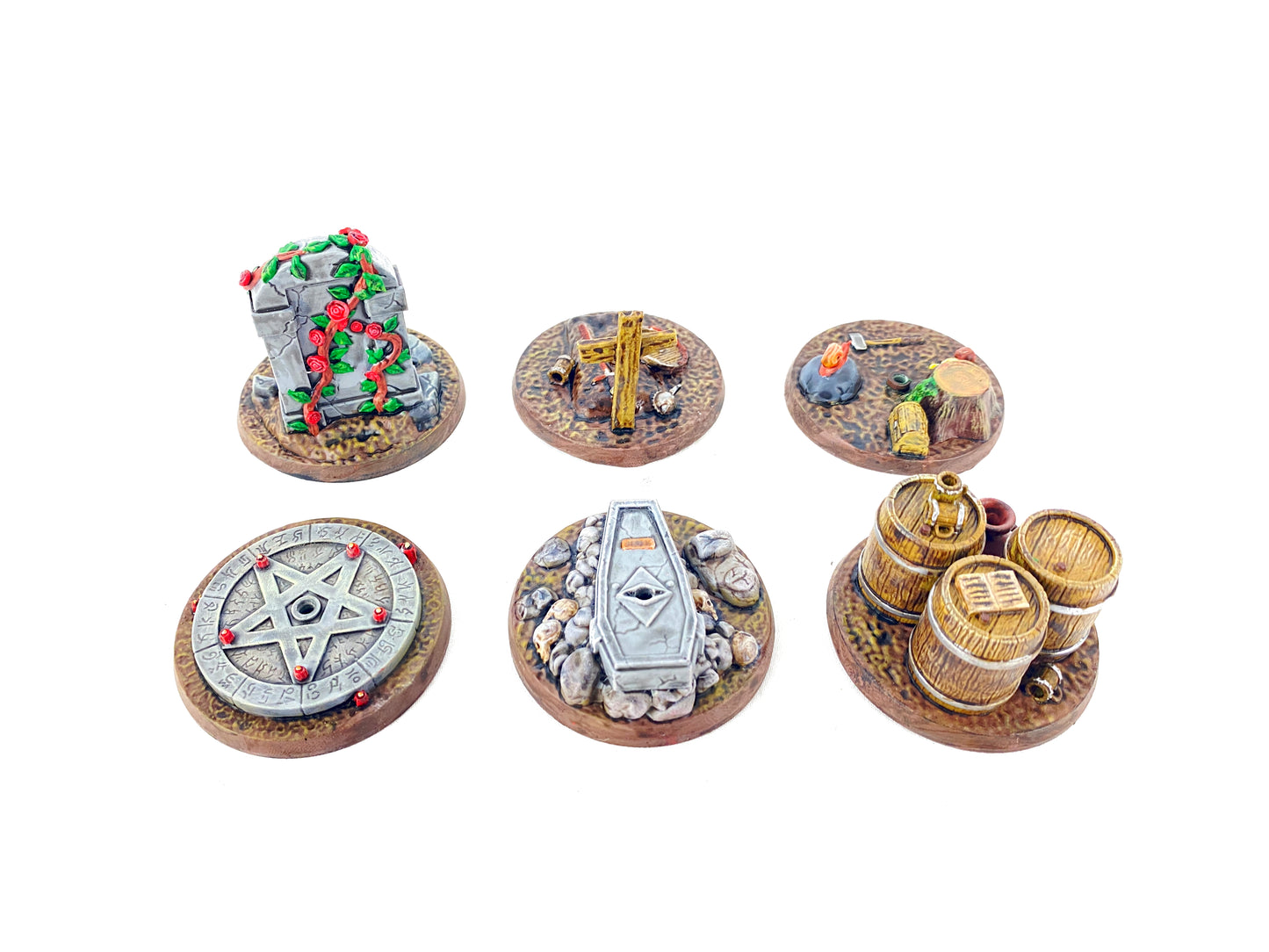 Detailaufnahme Rückseite bemalten Fantasy-Missionsziels mit Fahne, ideal für Tabletop-Schlachten