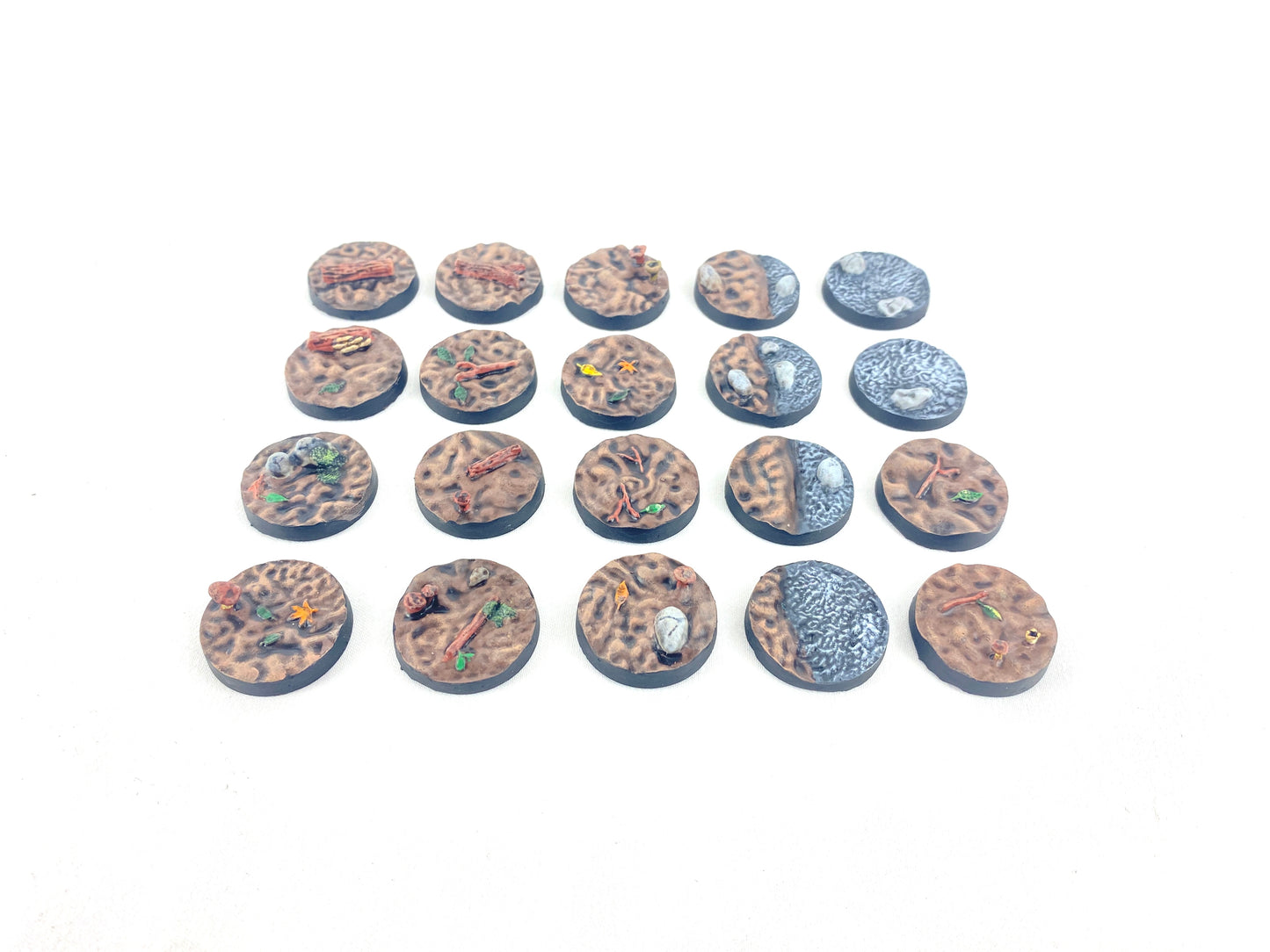 Bemalte Rundbases 20mm – Nahaufnahme texturierter Base