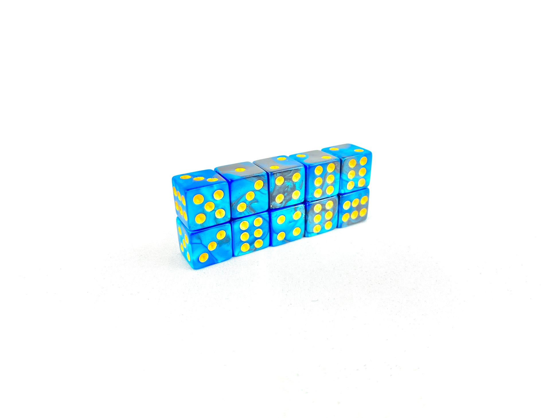 Blaue 12-mm-Würfel im Stapel – 10× W6 für Tabletop und Brettspiele
