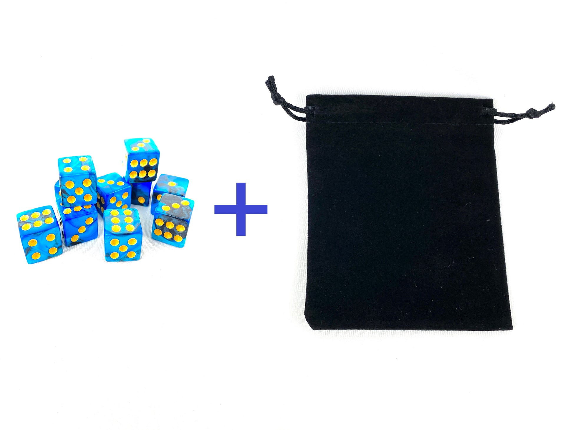 Würfelset mit Aufbewahrungsbeutel – 10 blaue W6-Würfel für Tabletop-Spiele