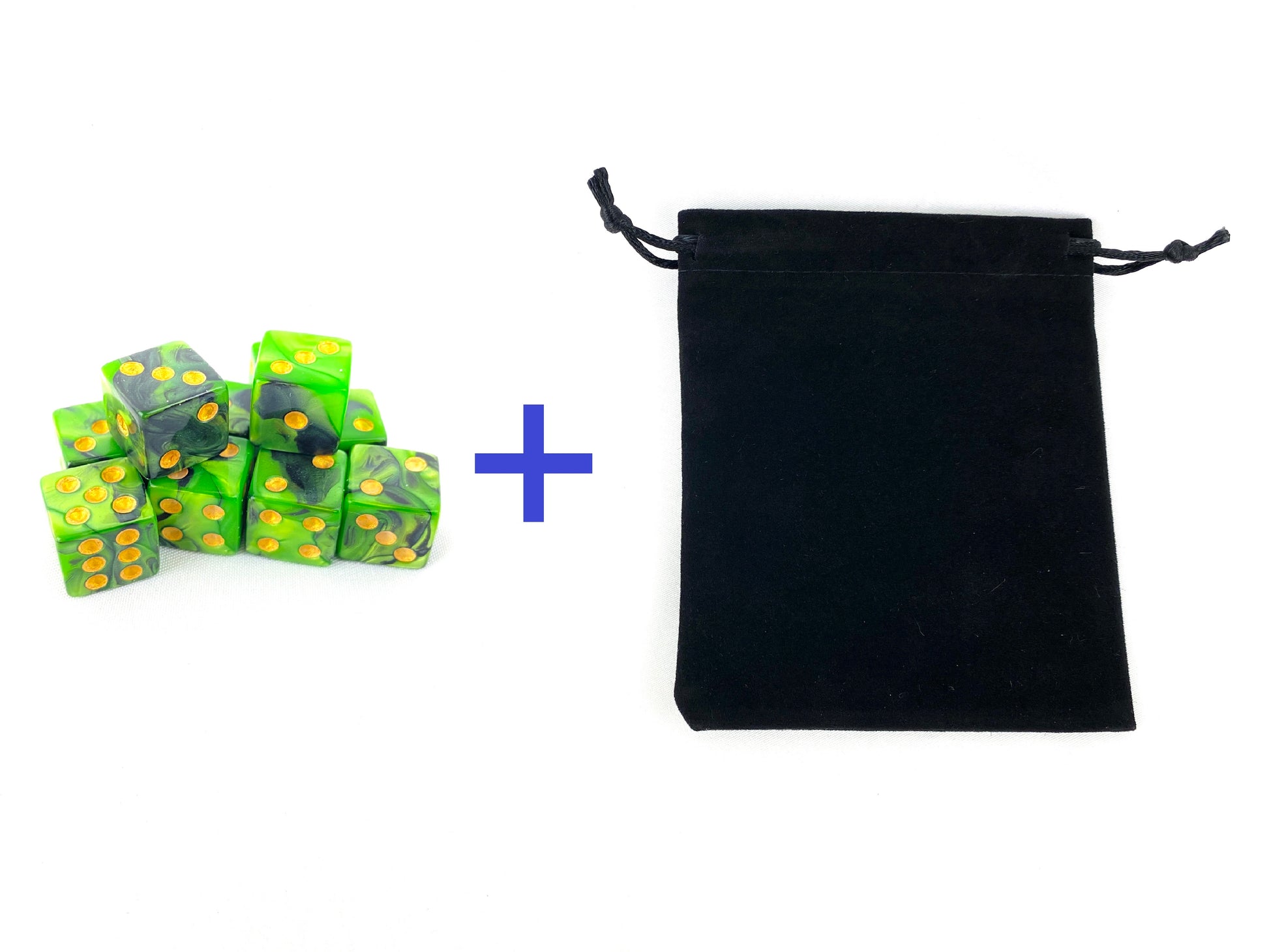Würfelset mit Aufbewahrungsbeutel – 10 grüne W6-Würfel für Tabletop-Spiele