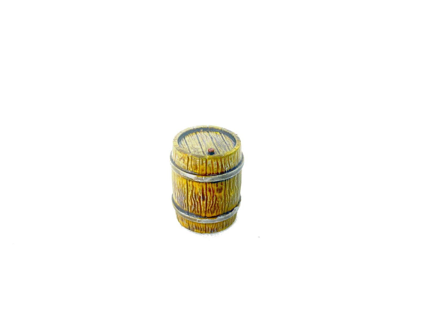 Einzelnes bemaltes Holzfass – detailreiche Deko für Warhammer, D&D und andere Fantasy-Tabletops