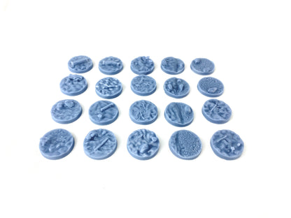 Unbemalte Rundbases 20mm – Nahaufnahme mit Details