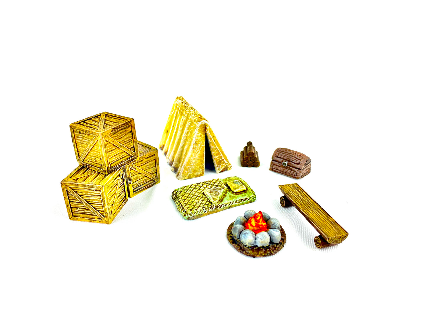 Bemaltes Waldläuferlager – vollständiges Gelände-Set für Tabletop-Spiele