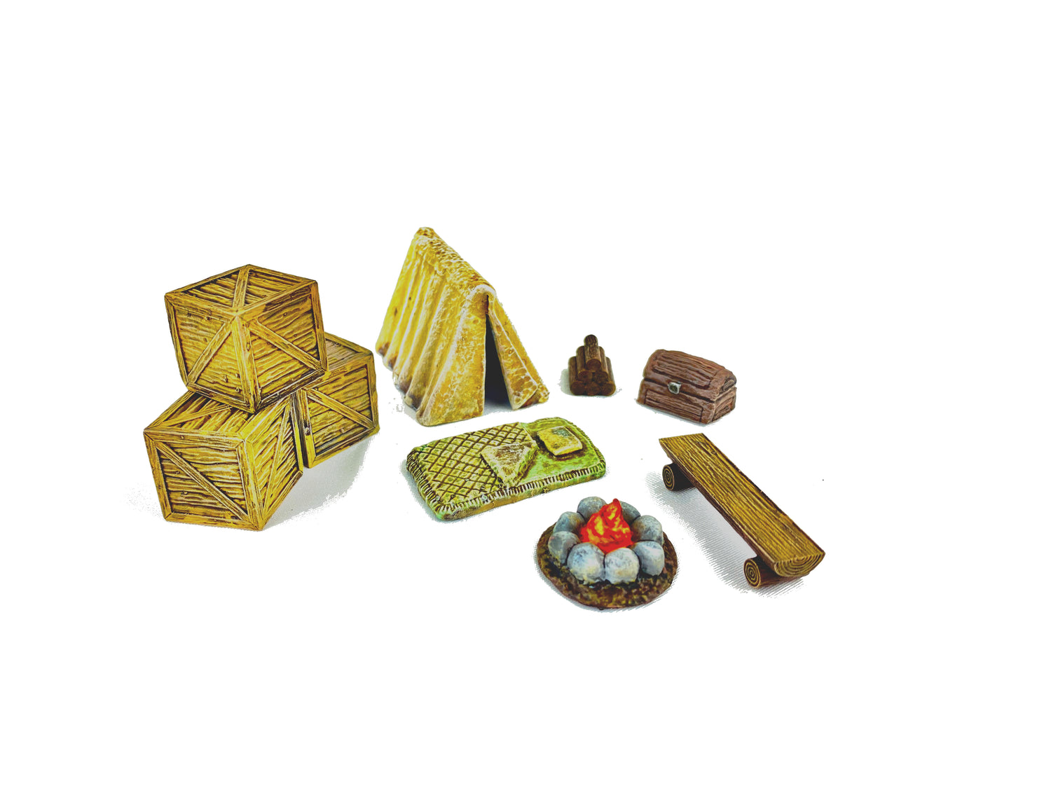 Bemaltes Waldläuferlager – vollständiges Gelände-Set für Tabletop-Spiele